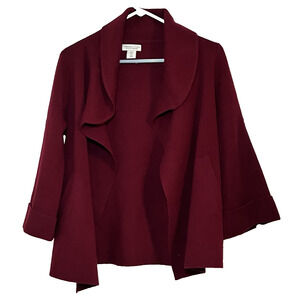 ADRIENNE VITTADINI 100% 2-PLY CASHMERE SWING SWEATER SHAWL JACKET SZ SMALL FLAW